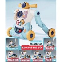 Xe tập đi đa năng 6 in 1 cao cấp có bập bênh , chòi chân,xe đẩy, xe scoter, tập đi,bập bênh có cần đẩy