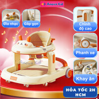 Xe tập đi đa năng cho bé có tay đẩy, lót chân , bộ đèn nhạc, điều chỉnh độ cao, Anova Kid