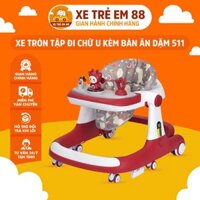 Xe Tập Đi Đa Năng Chữ U 511DT, Có Lót Chân Và Cán Đẩy, Khung Xe Chắc Chắn, Vững Chắc, An Toàn Cho Trẻ