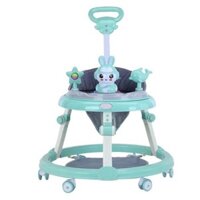 Xe tập đi tròn 2in1 cho bé hình thỏ khung thép chống gỉ có nhạc đèn, có thể gấp gọn tiện lợi