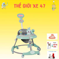 Xe tập đi tròn cho bé trai, bé gái có thể gấp gọn có đèn, nhạc vui nhộn