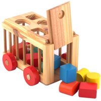 Xe thả hình khối BK KIDS bằng gỗ cho bé - Xe cũi thả hình - Đồ chơi gỗ
