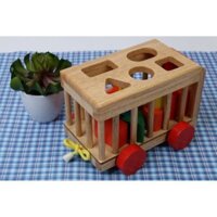 Xe thả khối gỗ - Học liệu Montessori - hàng đẹp - Hàng mới về