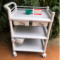 Xe tiêm 3 tầng nhựa ABS dùng cho phòng tiêm chủng,phòng khám,spa,nha khoa