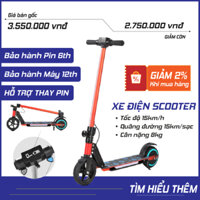Xe trượt điện Scooter màu đen cỡ lớn, có phanh tay, chân chống chịu tải đến 70kg cho thiếu niên và trẻ nhỏ, BH 12 THÁNG