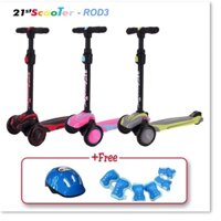 Xe trượt scooter 21st có giảm xóc, 3 bánh phát sáng cho bé (Tặng bảo hộ 7 món) - Gaming