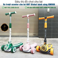 Xe Trượt Scooter Cho Bé, Mẫu BBT 2024 Nội Địa Trung, 3 Bánh Phát Sáng Cơ, Phanh Sau, Chịu Lực 60kg