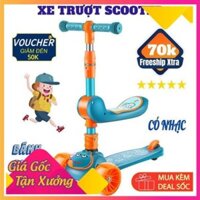 Xe Trượt Scooter Cho Trẻ Có Yên Xe, Phát Nhạc, Phanh An Toàn Cho Bé