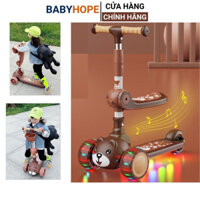 Xe trượt Scooter Heo đa năng 2 in 1 có nhạc và phát sáng, Bảo Hành 6 tháng, xe Scooter chòi chân cho bé chịu lực >100kg