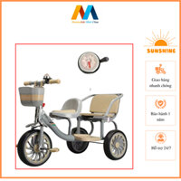 Xe xích lô, xe đạp 3 bánh 2 chỗ ngồi lót đệm cho bé từ 2-8 tuổi