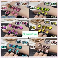 Xeijayi 6 màu/1 Bộ Gel sơn móng tay Water Elf Cat&#39;s Nail 9d Chameleon Độ bão hòa màu cao Fine Long lanh Đóng hộp Trị liệu bằng ánh sáng Keo dán móng nghệ thuật cho cửa hàng làm móng 6ml TOGO