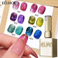 Xeijayi Dopamine Màu Kẹo Đôi Ánh Sáng Mắt Mèo Gel Sơn Móng Tay 2025 Mới Hạt Thủy Tinh Pha Lê Gel Sơn Móng Tay Keo