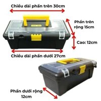 [XEM KỸ KÍCH THƯỚC] COMBO 2 Thùng đựng đồ nghề mini, thùng đồ nghề nhựa nắp trong, hộp đựng đồ nghề nhựa đen nắp trong,