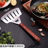 Xẻng chiên cá bằng thép không gỉ dày, xẻng quay cá, xẻng phẳng mở rộng gia dụng, thìa đồ dùng nhà b