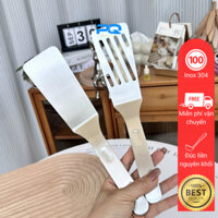 Xẻng lật thức ăn bánh cá rán inox 304 có rãnh Chockmen sạn inox chiên xào đồ ăn thép không gỉ 18/10