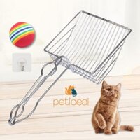 Xẻng Xúc Cát Vệ Sinh Cho Mèo Với Tay Cầm Dài Bằng Thép Không Gỉ Chống Dính