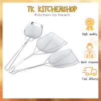 Xẻng xúc khoai, vớt đồ chiên bằng inox cán dài, vợt lưới inox thân bẹt, vợt lưới inox cán dài