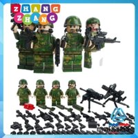 Xếp hình Doanh trại quân đội dã chiến đầy đủ vũ khí bộ binh rừng Lego Minifigures Gudi 8009