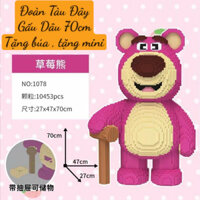 Xếp hình Gấu Dâu Cỡ Lớn 70cm, Lego gấu Dâu Losto cỡ lớn 70cm Tặng Kèm Búa, tặng mini, 43cm tặng búa khẩu trag