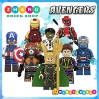 Xếp hình Iron Man - Captain America - Deadpool - Hawkeye - Hulk - Rocket Racoon - Loki Lego Minifigures POGO PG8271