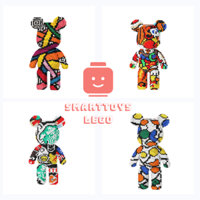 Xếp Hình Lắp Ghép Lego Bearbrick 47cm, Bearbrick Cuốn Khăn/Sơn Dầu/Bò Sữa/Hoa Ban,Lego Nhiều Màu Sắc, Kèm Hướng Dẫn, Búa