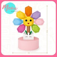 Xếp hình lego hoa sun flower + hộp phát nhạc - Miniblock Sun Flower