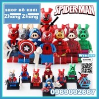 Xếp hình Lego Lợn Spider man Iron man Hulk Ant-man deadpool Captain America Marvel Lego Minifigures Koruit KT1023