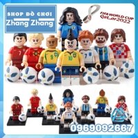 Xếp hình mô hình cầu thủ bóng đá nổi tiếng gồm Ronaldo - Messi - Cavani Lego Minifigures Koruit KT1003