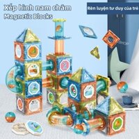 Xếp hình nam châm Magnetic Blocks Bộ xếp hình cho bé Chất liệu cao cấp lực hút mạnh phát triển tư duy sáng tạo