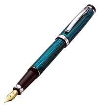 Xezo Incognito Diamond Cut Serialized Fine Fountain Pen, Deep Blue Lacquered. Platinum Plated (Incognito Blue F-1)