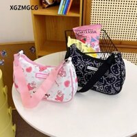 Xgzmgcg Kuromi Túi đeo dưới cánh tay, Ví Anime Nách Túi, Thời Trang Hello Kitty Họa Tiết Hoạt Hình Túi Xách Vải Nữ