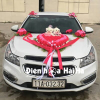 xhg-022 Bán hoa giả trang trí xe cưới trái tim hồng sen hồng phấn