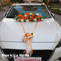 XHG - 107 Hoa lụa trang trí xe cưới mầu cam 2020