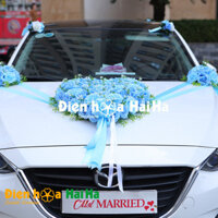 XHG-156: Mẫu hoa giả trang trí xe cưới màu xanh Ngọc Bích