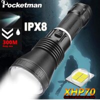 Xhp70.2 Đèn pin lặn biển LED mạnh mẽ nhất 200m dưới nước 5000mAh 26650 Đèn pin 7000LM Đèn lồng lặn XHP50 chống nước