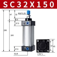 Xi lanh khí nén vuông SC 32 x 150