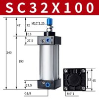 Xi lanh khí nén vuông SC 32 x 100