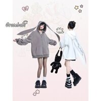 Xiang Nian Ni Mới Mỹ Áo Khoác Thỏ Tai Rộng Có Mũ Trùm Đầu Áo Len Phù Hợp Với Áo Cardigan Thường Ngày Dây Kéo