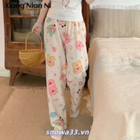 Xiang Nian Ni Mùa Hè Bong Bóng Cotton Rời Quần Nữ Hoạt Hình Mặc Bên Ngoài Quần Thẳng