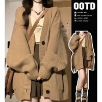 Xiang Nian Ni Phong Cách Nhật Bản Retro Lười Áo Len Dệt Kim Nữ Mới Baggy Áo Khoác