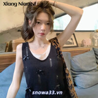 Xiang Nian Ni Vest Áo len yếm rách áo giảm béo không tay