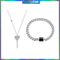 Xiangbao 2 Chiếc Thời Trang Khóa Vòng Tay Trái Tim Chìa Khóa Mặt Dây Chuyền Vòng Cổ Cặp Đôi Phù Hợp Với Trang Sức
