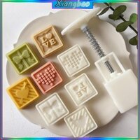 Xiangbao Bánh Trung Thu Khuôn Bánh Cookie Tem Da Tuyết Đậu Đậu Khuôn Bánh Trái Tim Nơ Họa Tiết