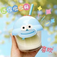 Xiaohongshu Cốc Sữa Bán Chạy Có Ống Hút Mini Cốc Nước ins Pier Cốc Thủy Tinh Nhỏ Nữ Cà Phê 210ml Dễ Thương Có Nắp Cốc Mỡ