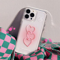 Xiaohongshu Three Hearts iPhone 15 Case iPhone 14 Promax Mới 12 Ốp Mềm Silicon Trong Suốt 11