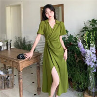 Xiaoma111111Nhỏ Tươi Xanh Đầm Mùa Hè Phong Cách Mới Trắng Mỏng Hơn Nhìn Không Đều Sang Trọng Cao Cấp Khe Váy Nhớ Chồn Dệt 4QVY