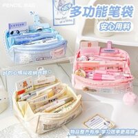 Xiaomeng Influencer Hộp đựng bút chì nhiều lớp Đồ dùng học tập dành cho học sinh ins Đơn giản Dung lượng lớn đa chức năng