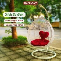 Xích đu đan giọt nước trắng đan rối Bản Mây cao cấp trang trí ban công sân vườn ghế thư giãn chống nắng