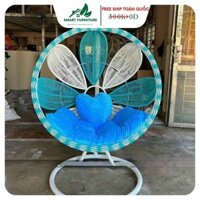 Xích Đu Thư Giãn Thiết kế Cánh Hoa Giả Mây Lõi Thép Cao Cấp - Decor Ban Công Sân Vườn Quán Cafe/Smart Furniture