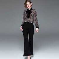 XIÊU MẪU THỜI TRANG SET BỘ ÁO VOAN QUẦN ỐNG RỘNG CAO CẤP : RẺ VÔ ĐỊCH